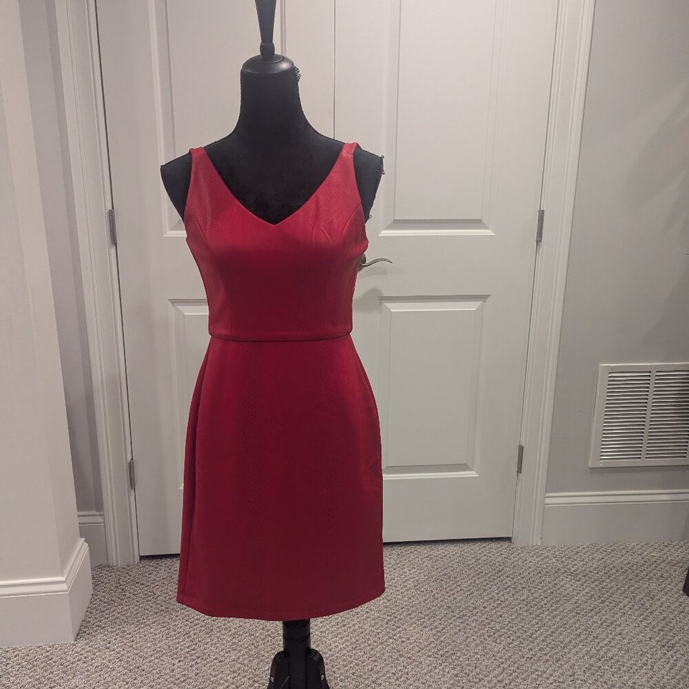 BEBE Red Hot Leather Print dress XXS